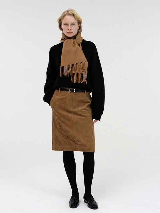 Corduroy h-line skirt (Camel)