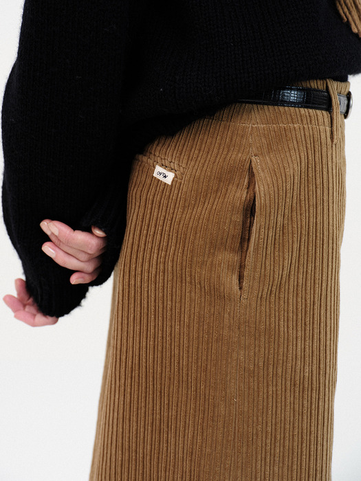 Corduroy h-line skirt (Camel)