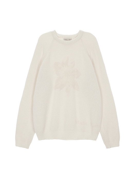 FLOWER JACQUARD KNIT PULLOVER IN IVORY