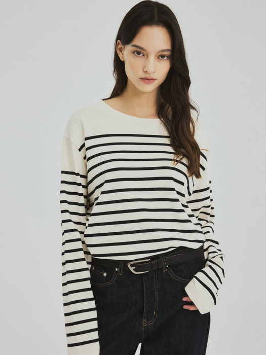 W/Stripe Long sleeve T-shirt (6color)