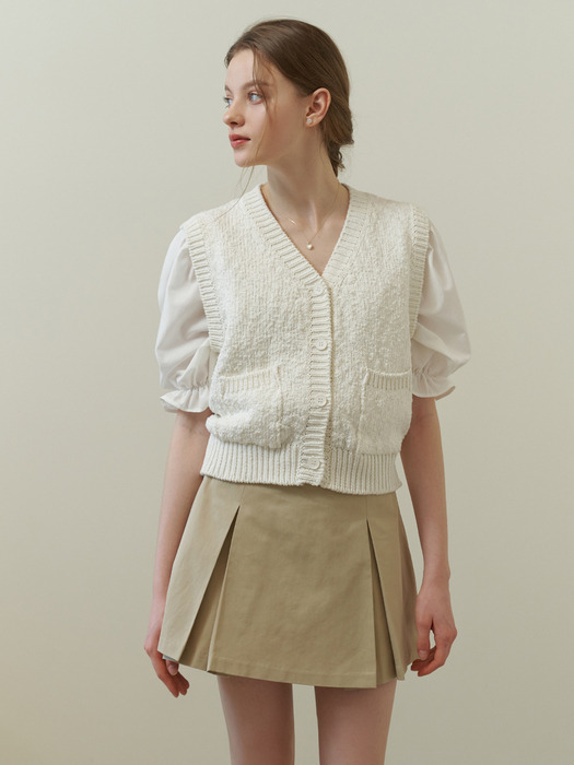 Candy floss knit vest (white)