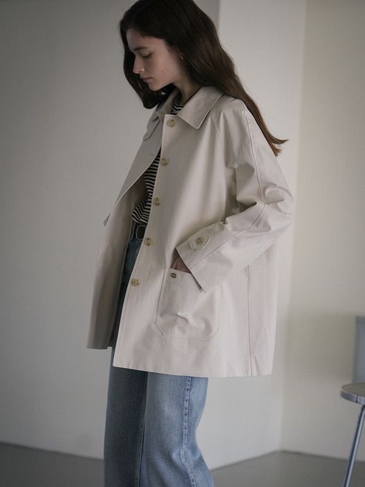 Hanover raglan half trench coat_Light beige