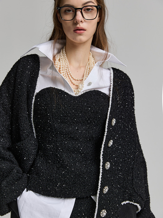 black tweed pearl jumper