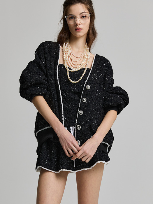 black tweed pearl jumper