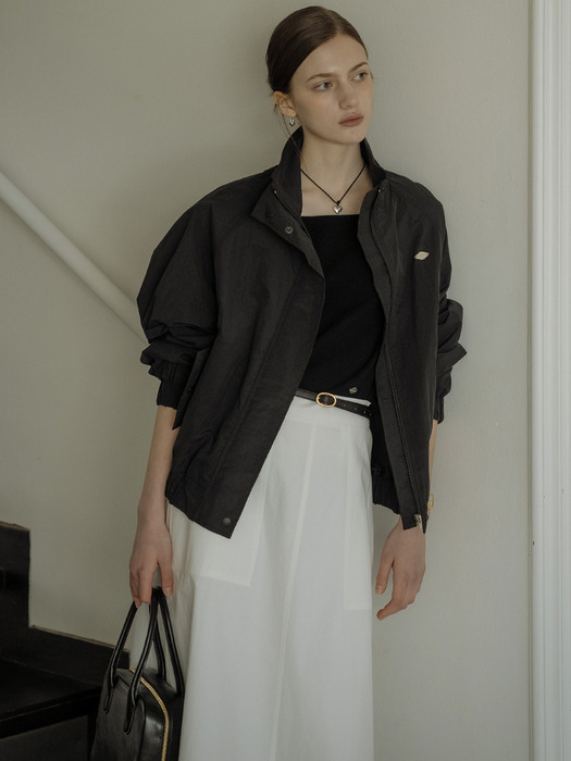 Crispy compact wind breaker jumper_Black