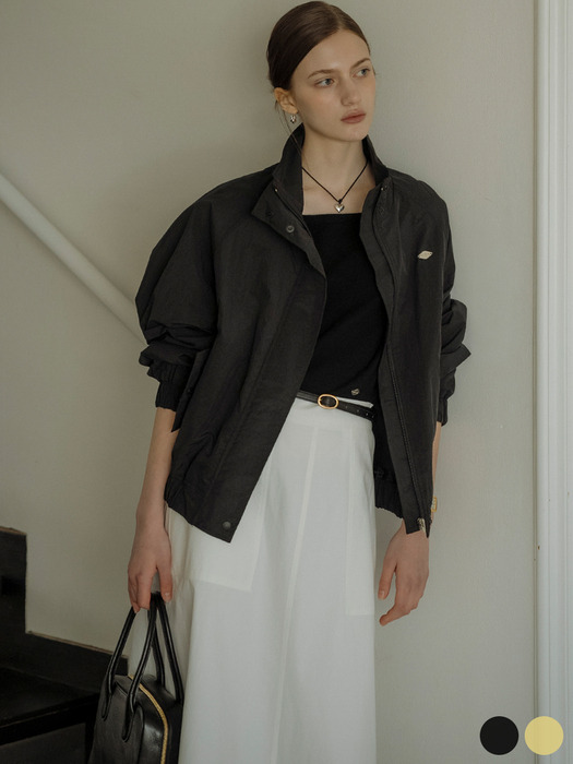 Crispy compact wind breaker jumper_Black