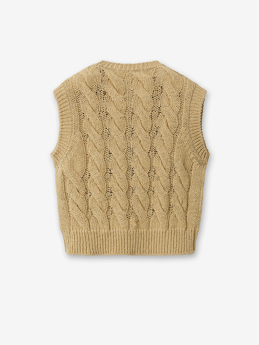 summer cotton cable knit_yellow beige