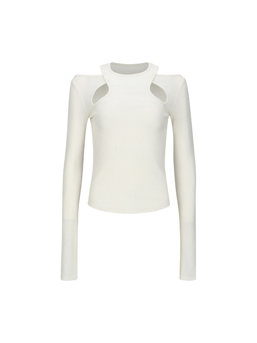 CUT-OUT DETAIL LONG-SLEEVE TOP_WHITE