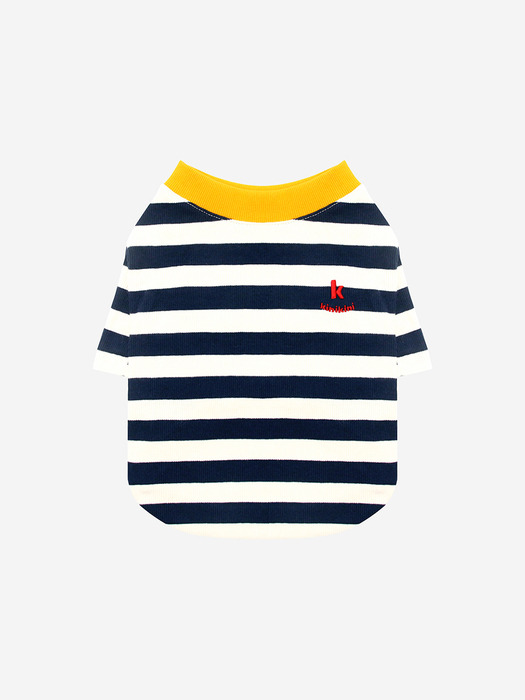 STRIPE NECK BUTTON TSHIRT-2COLOR(반팔티)