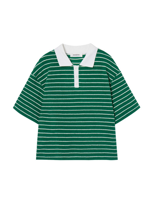 Striped Terry Polo Shirt, green