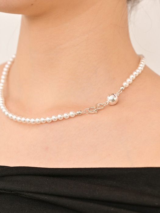 24 New ball pearl Necklace-silver925
