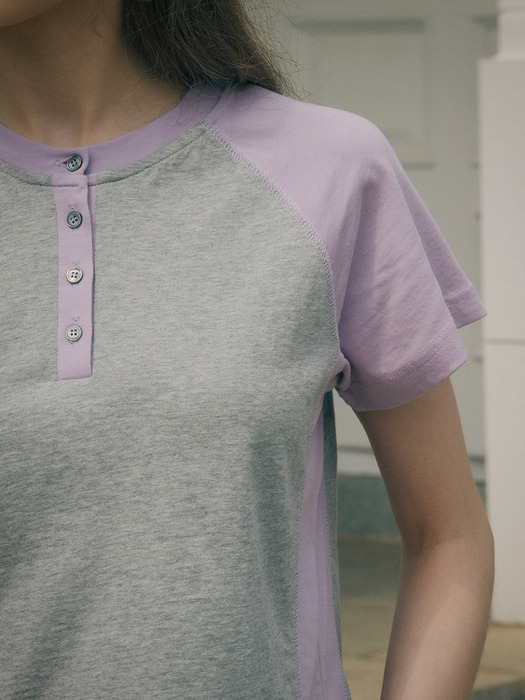 Raglan color point T-shirt_Purple