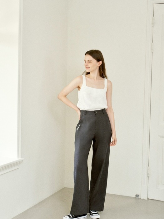 Soft Semi-wide Linen Pants (Charcoal)