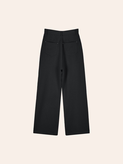 Soft Semi-wide Linen Pants (Charcoal)