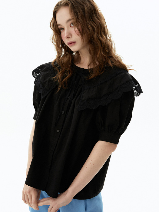 Collar Lace Blouse (Black)