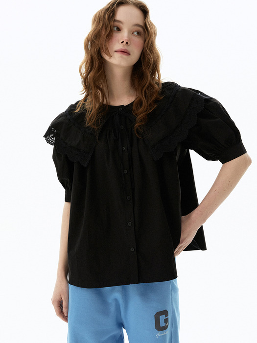 Collar Lace Blouse (Black)