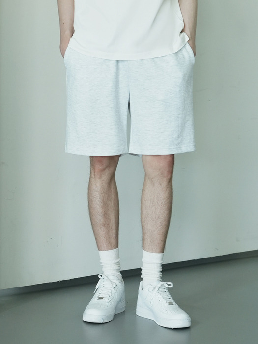 DM1015 BASIC SWEAT HALF PANTS_WHITE MELANGE