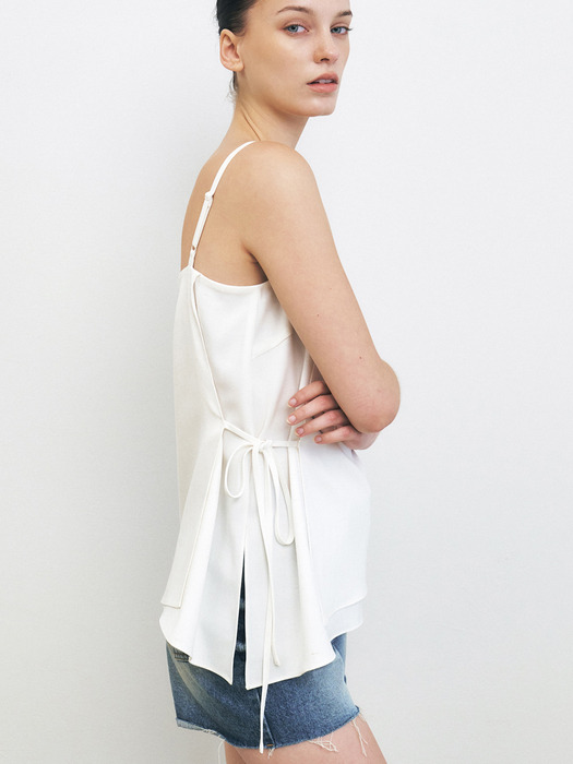 LINEN BLENDED LAYERED SLEEVELESS TOP [3COLORS]