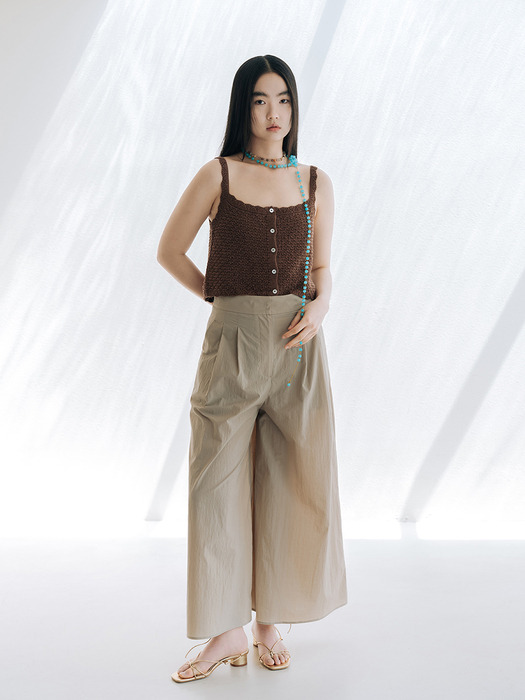 LINEN BLENDED CROCHET VEST_BROWN