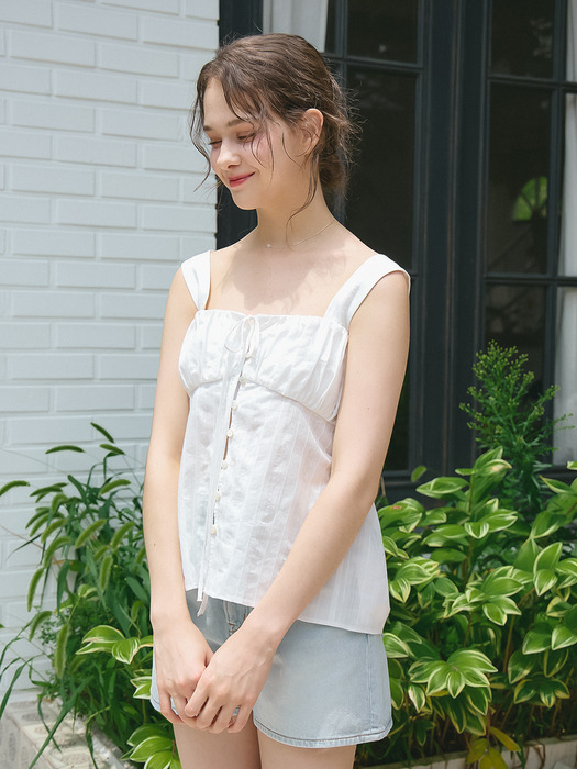 SHIRRING SLEEVELESS BLOUSE_WHITE