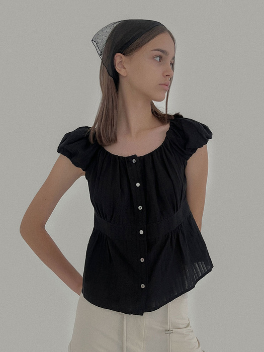 [24 SUMMER][SALT Label] MARRY PUFF BLOUSE_BLACK