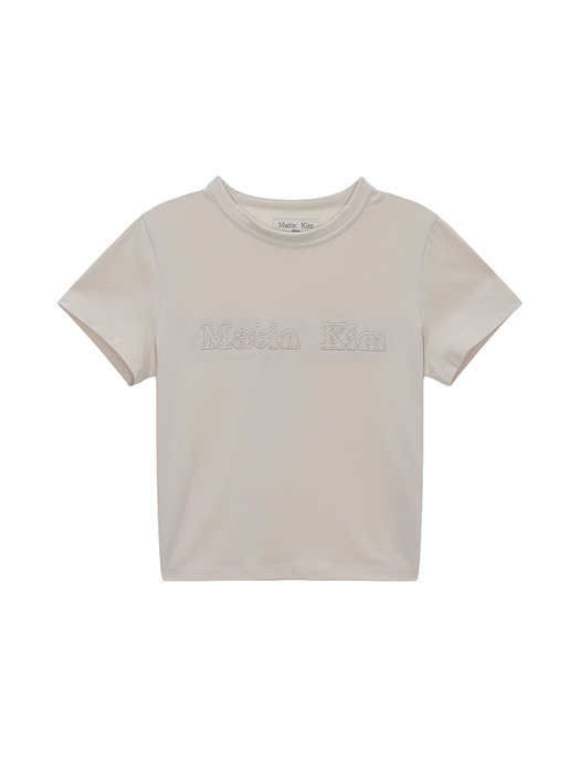 MATIN REVERSE PATCH LOGO CROP TOP IN BEIGE