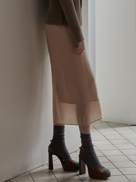 Sheer wrap skirt - Peach beige