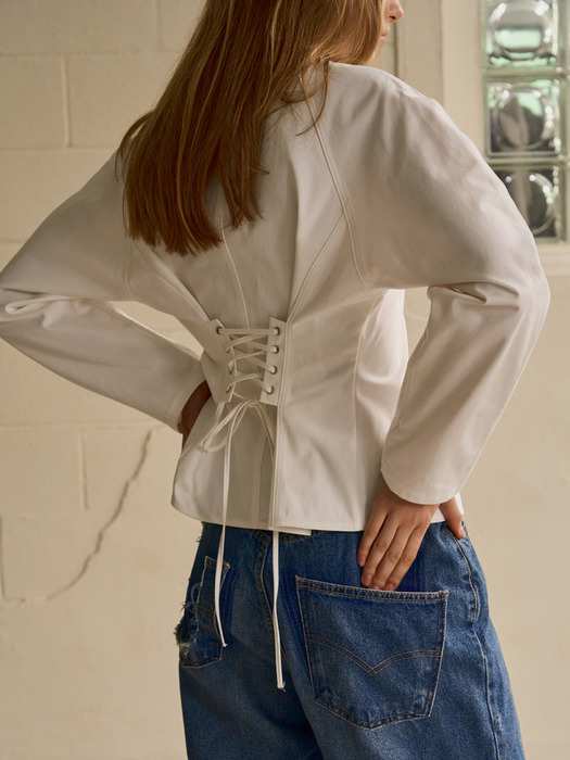 LACE-UP SHIRT_IVORY