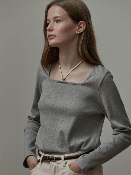 Square neck O-ring top - Melange gray