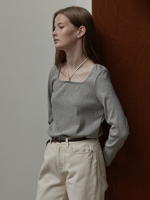 Square neck O-ring top - Melange gray