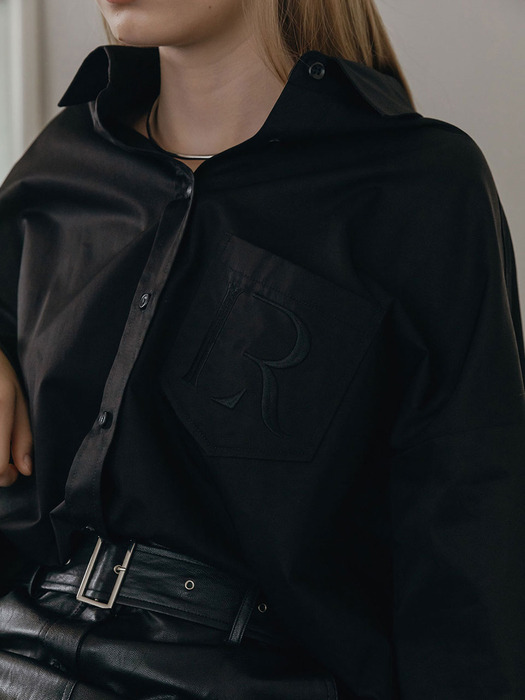 R-LOGO OVERSIZED SHIRT (BLACK)