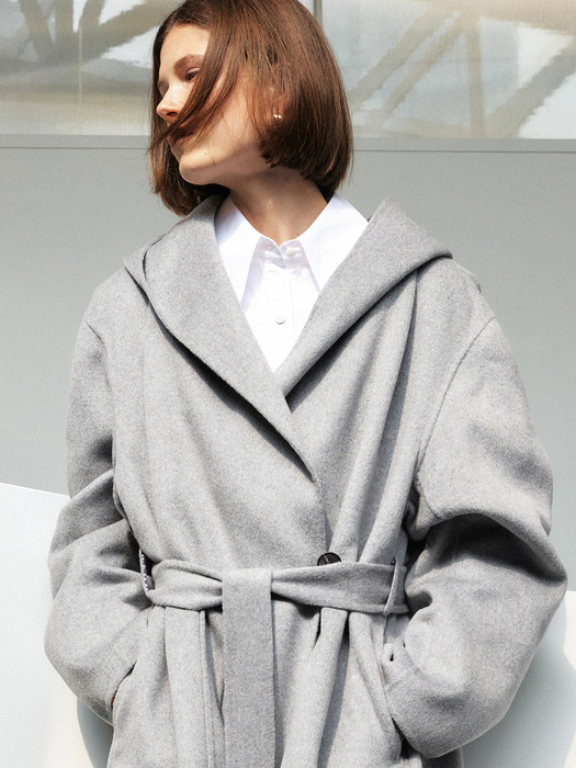 HANDMADE CASHMERE HOODED COAT [3COLORS]