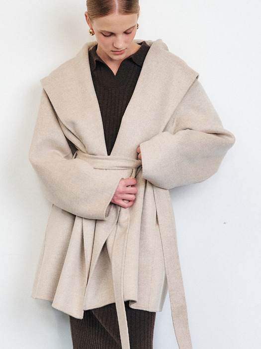 HANDMADE CASHMERE HOODED COAT [3COLORS]