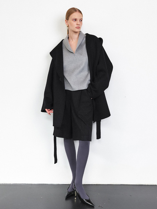 HANDMADE CASHMERE HOODED COAT [3COLORS]