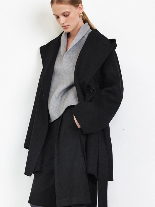 HANDMADE CASHMERE HOODED COAT [3COLORS]