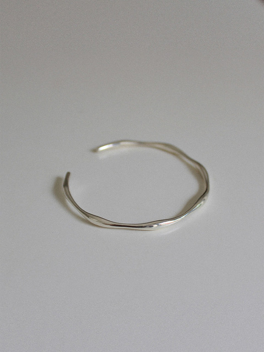 silver925 wave bangle bracelet (2color)