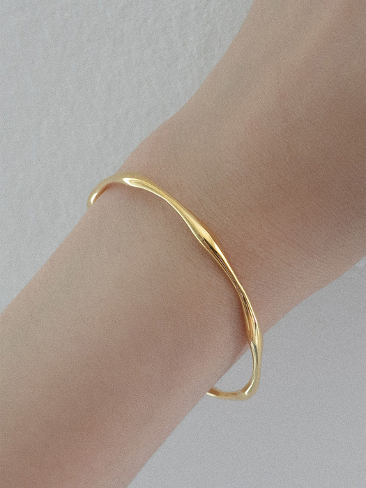 silver925 wave bangle bracelet (2color)