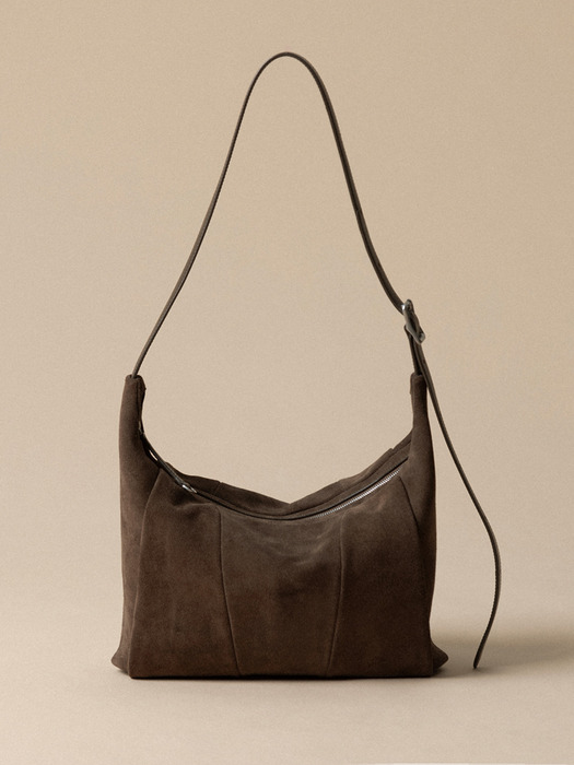 MELTING HOBO BAG SUEDE_dark brown