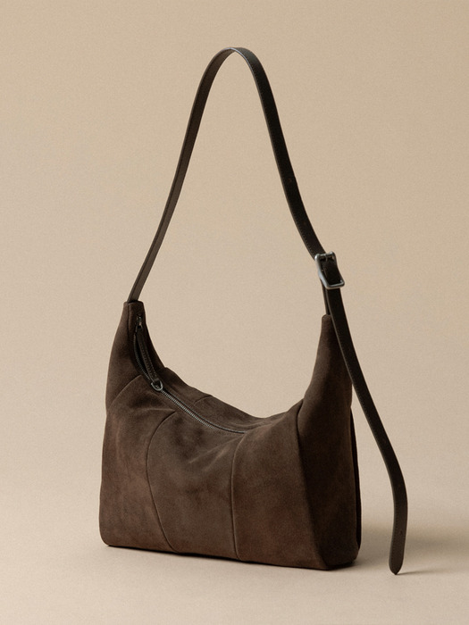 MELTING HOBO BAG SUEDE_dark brown