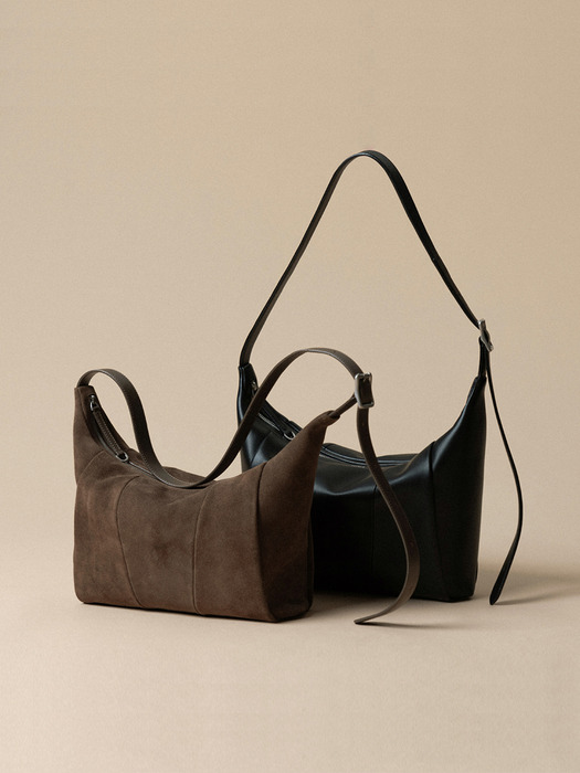 MELTING HOBO BAG SUEDE_dark brown