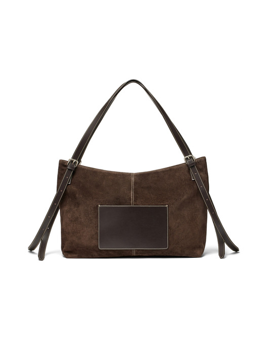 TWO WAY STRAP SUEDE LEATHER BAG IN BROWN