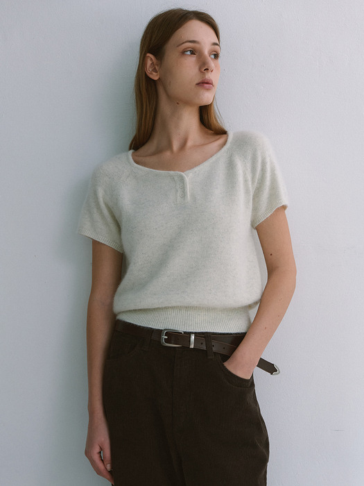 Raccoon Half Sleeve Knit - Ivory