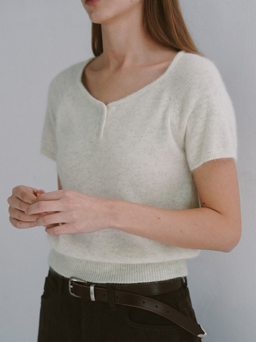 Raccoon Half Sleeve Knit - Ivory