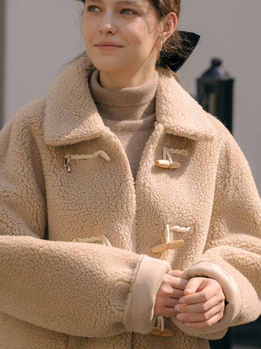 Duffle collar wool mustang coat_Beige