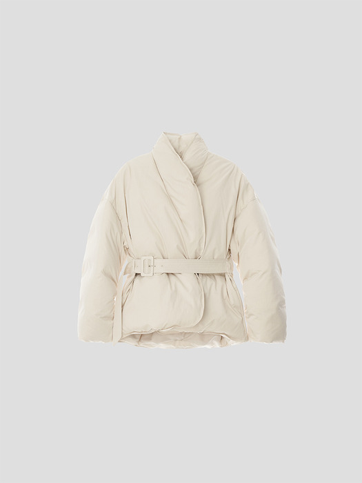 SHAWL COLLAR PUFFER JACKET (CREAM)