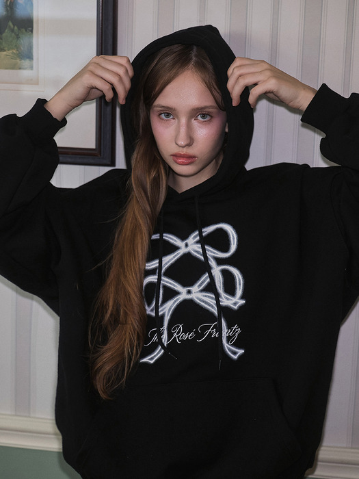 Overlap Ribbon Hoodie [Black]