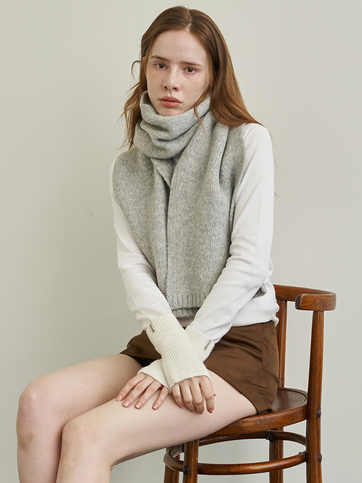 Wool knit long muffler, Nari_3 colors