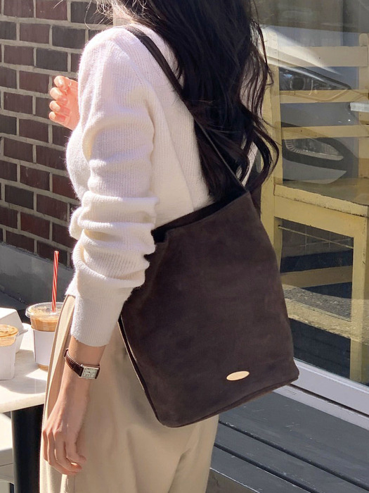 Love Suede Shoulder Bag 러브 스웨이드 숄더백_Chocolate 초콜릿 [소가죽]