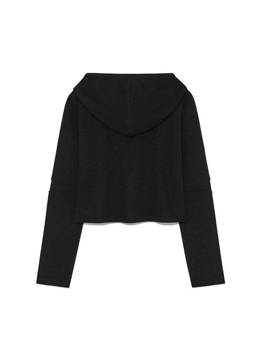 SLEEVE SLIT POINT HOODY ZIP UP IN BLACK - Image 2