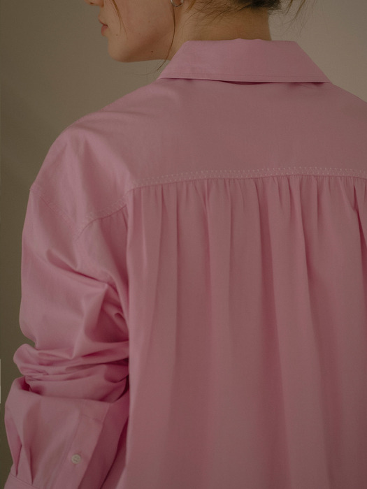 Textured cotton string cotton shirt_Pink - Image 1
